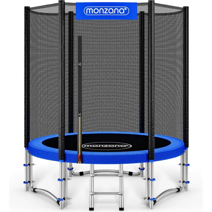 Monzana Trampolin, maximal belastbar bis 50 kg, TÜV SÜD GS Zertifiziert, inkl. verstärktem Sicherheitsnetz, Leiter, Randabdeckung & Zubehör, Ø 183 cm