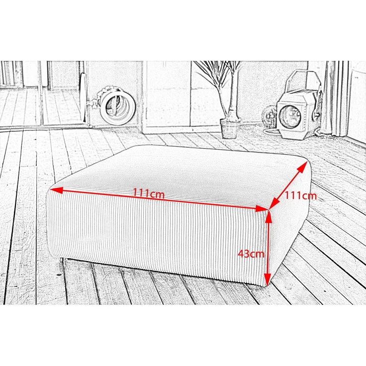 KAWOLA Hocker WIOLO SOFT Sitzelement für Modulsofa Cord hellgrau 43 x 111 x 111 cm – Bild 10