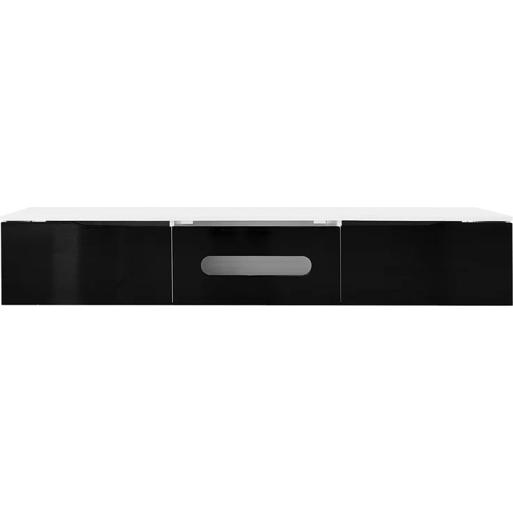 TV-Schrank 180 cm Schwarz Weiß LED Beleuchtung 16 Farben App-gesteuert Dämpfungsscharnier Wandmontage Hochglanz TV-Board – Bild 8