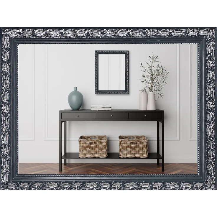 MIRRORS AND MORE 'Tanja' Rahmenspiegel Holz, schwarz-silber, 55x70cm