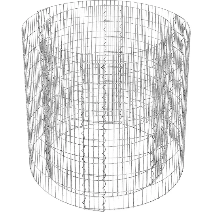 SONGMICS Gabionenkorb, verzinkt, Metall silber, Ø 90 x 80 cm