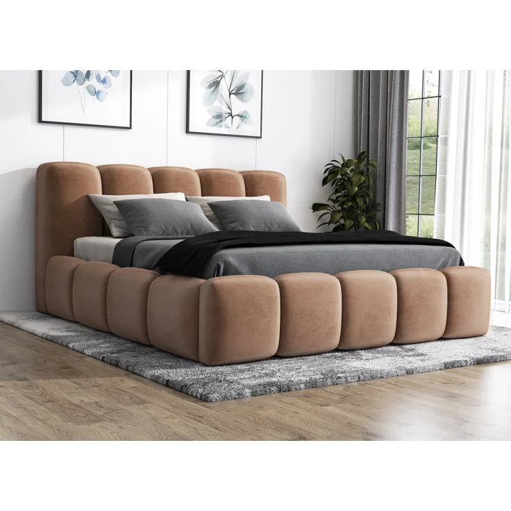 Polsterbett STAR 90x200 mit Matratze, Bettkasten und Lattenrost. Farbe: Tabak 3 – Bild 1