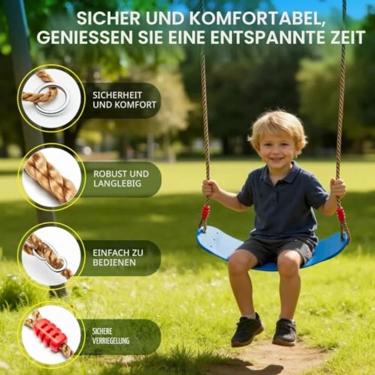 EXTSUD Schaukel Outdoor, Elastischer Kinderschaukel Eva weichen Bord U-Schaukel Brettschaukel Schaukelsitz Schaukelbrett Garten Spielzeug Kinder, Blau – Bild 4