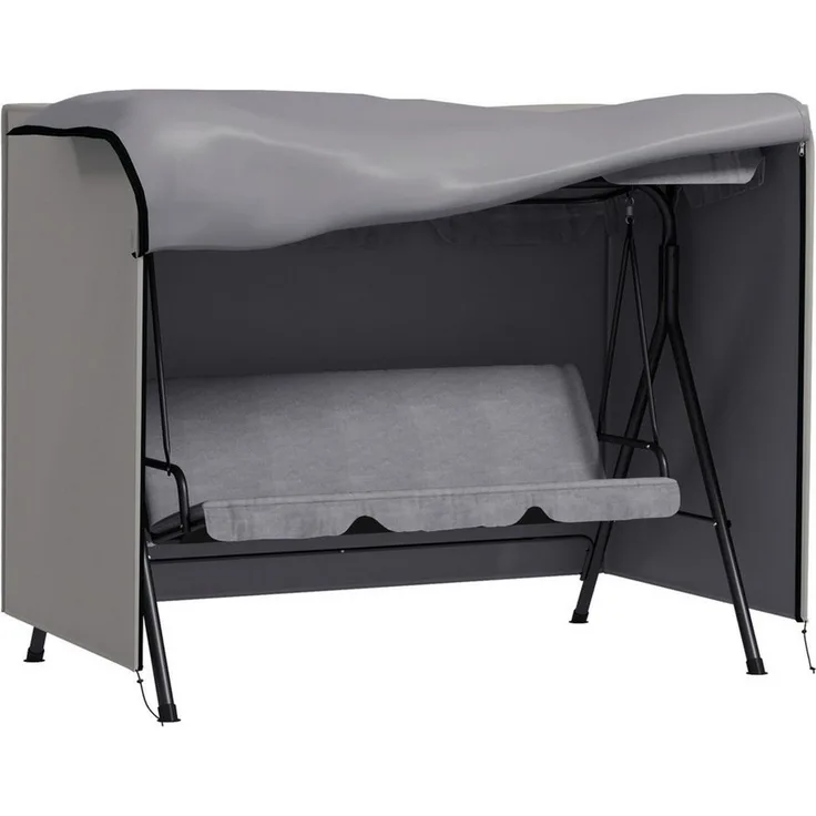 MC Star Gartenmöbel-Schutzhülle Abdeckung für Gartenschaukel, Schutzhülle für Hollywoodschaukel (Abdeckhaube, Wasserfest, Sonnenschutz, Oxford, Grau 205 x 124 x 164 cm)