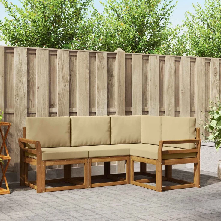 vidaXL Outdoor-Sofagarnitur 4 stk. 4-Sitzer Natur und Beige 3366326 – Bild 1