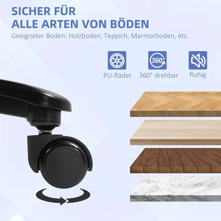 HOMCOM Bürostuhl Ergonomisch Schreibtischstuhl mit Wippfunktion, Leinenoptik (Computerstuhl, 1 St), bis 200 kg belastbat, für Home-Office, Grau – Bild 7