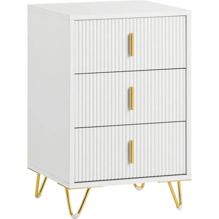 SoBuy FBT115-L-W Nachttisch, MDF, Melamin, Weiß, 40 x 63 x 36 cm