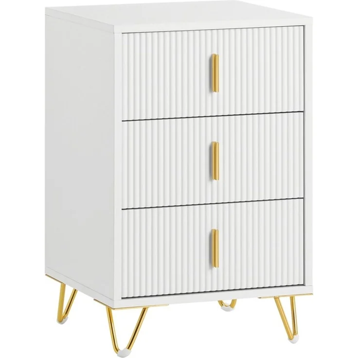 SoBuy FBT115-L-W Nachttisch, MDF, Melamin, Weiß, 40 x 63 x 36 cm – Bild 1