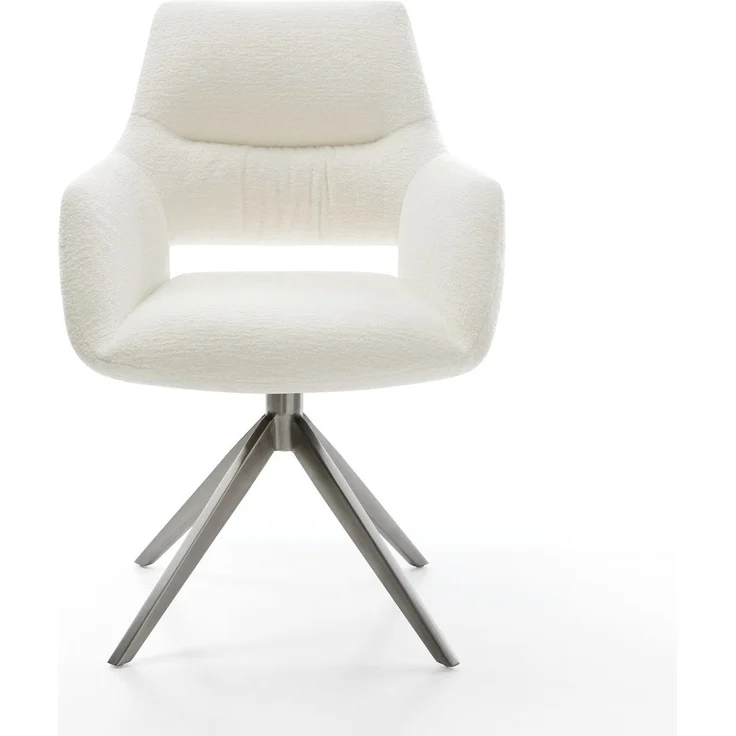 Drehstuhl Yago-Flex mit Armlehnen Bouclé Soft Beige Kreuzgestell breit Graphit 360° drehbar Wippfunktion Taschenfederkern – Bild 2