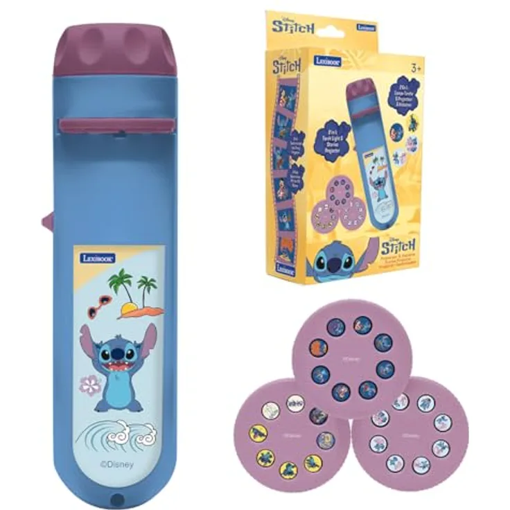 Stitch Disney Stories Projektor und Taschenlampe, ideal für Gute-Nacht-Geschichten, mit Bildern aus dem Stitch-Universum