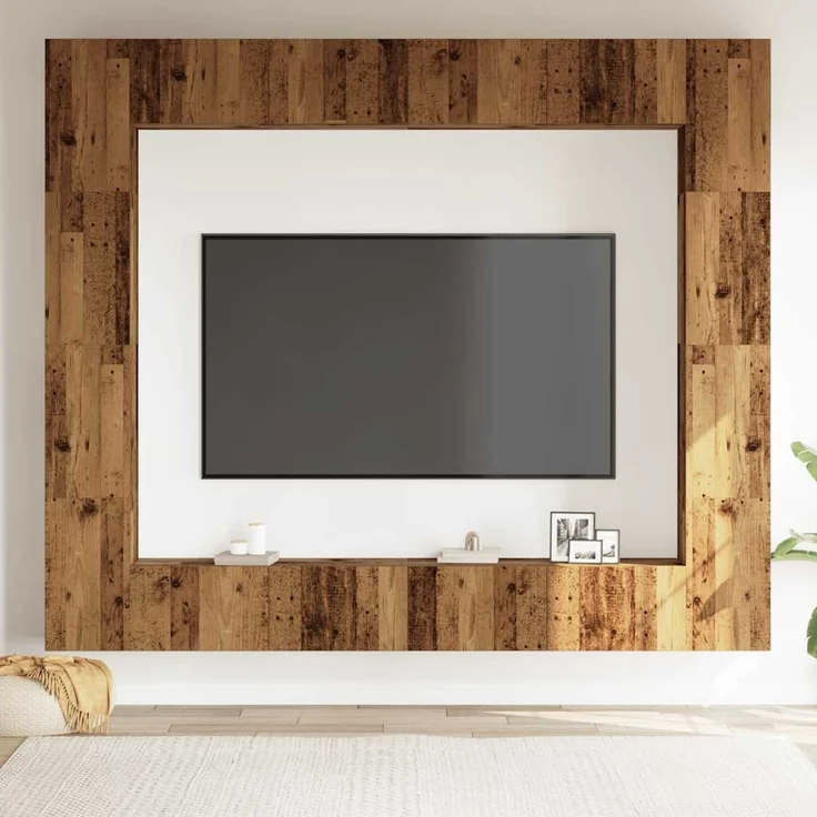 vidaXL 8-tlg. TV-Schrank-Set Wandmontage Altholz-Optik Holzwerkstoff 3328955 – Bild 2