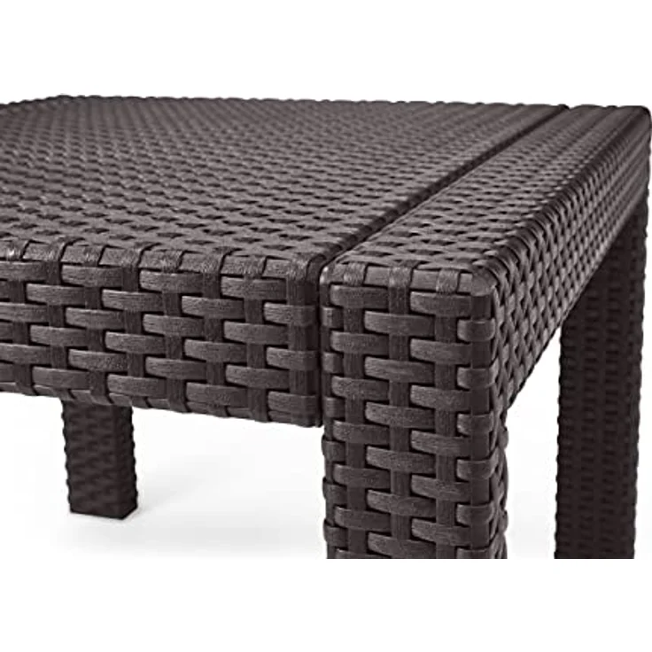 Allibert by Keter Victoria Gartentisch, braun, 59x59x43cm, Kunststoff in flacher Rattanoptik, wetterfest, UV-beständig – Bild 5