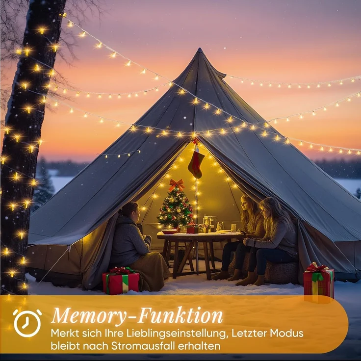 Salcar LED-Lichterkette 2m-100m LED Lichterkette Weihnachtsbaum 20-1660er LED Weihnachtsdeko, 5m 50 LED, 8 Modi und Memory-Funktion, Spritzwassergeschützt – Bild 6