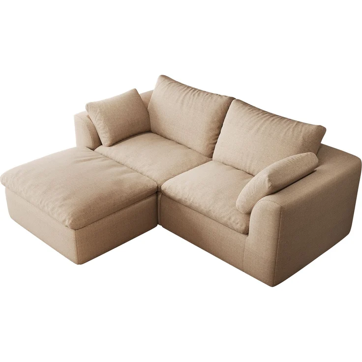 3-Sitzer Ecksofa B 180 x T 155 x H 83 cm mit Leinenbezug in Khaki – Bild 5