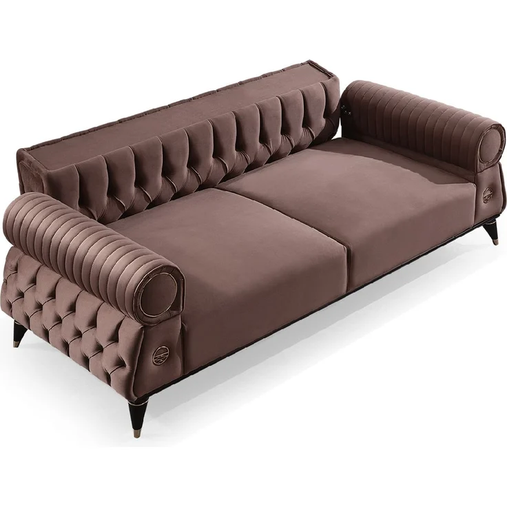 Sitzgruppe/Sofa Set - Wohnzimmergarnitur "Bellina" 3+3+1-Braun – Bild 3