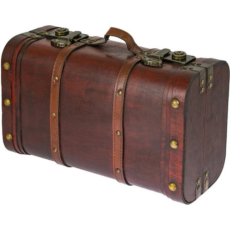 HMF Schatzkiste Schatztruhe aus Holz mit dekorativen Schnappverschlüssen (1 St), Vintage Koffer, 40 x 23,5 x 16,5 cm, Peru – Bild 5