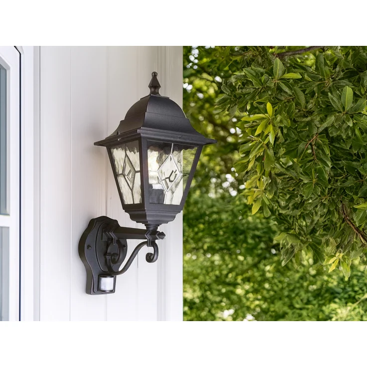 Außenleuchte, Wandlampe, PIR-Sensor, Laterne, H 47 cm – Bild 1
