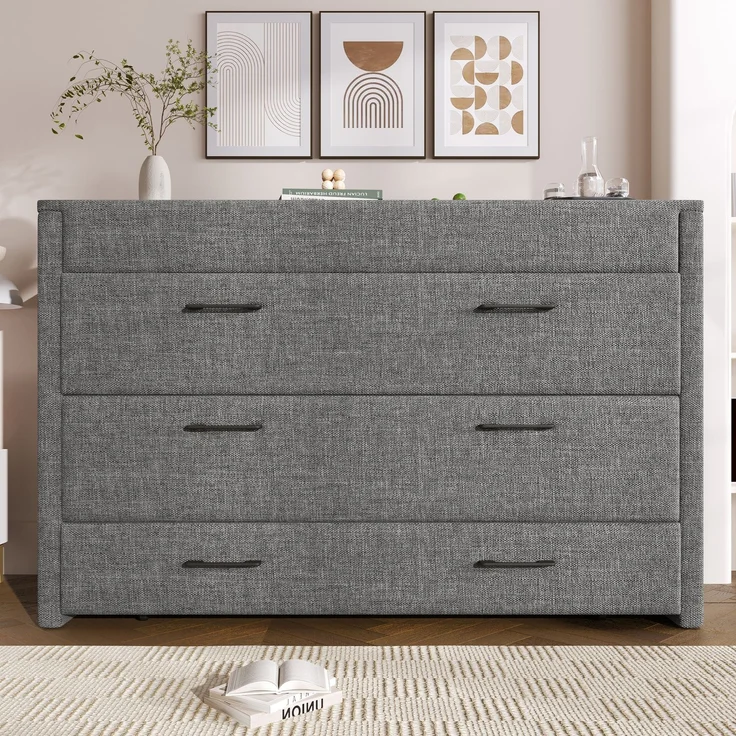 Schrankbett 140×200 cm mit USB, Typ-C und Schublade, Grau, ohne Matratze – Bild 3