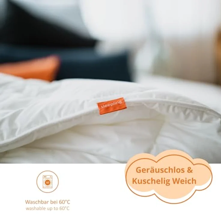 sleepling Microfaserbettdecke für Allergiker, Füllung: hochwertige Markenvollfaser aus 100% Polyester, antibakteriell, antimilben, Peachskin – Bild 4