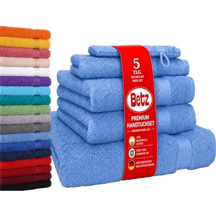 Betz Handtuch Set 5-TLG. Premium 1 Duschtuch 2 Handtücher 1 Gästetuch 1 Waschhandschuh, 100% Baumwolle – Bild 2