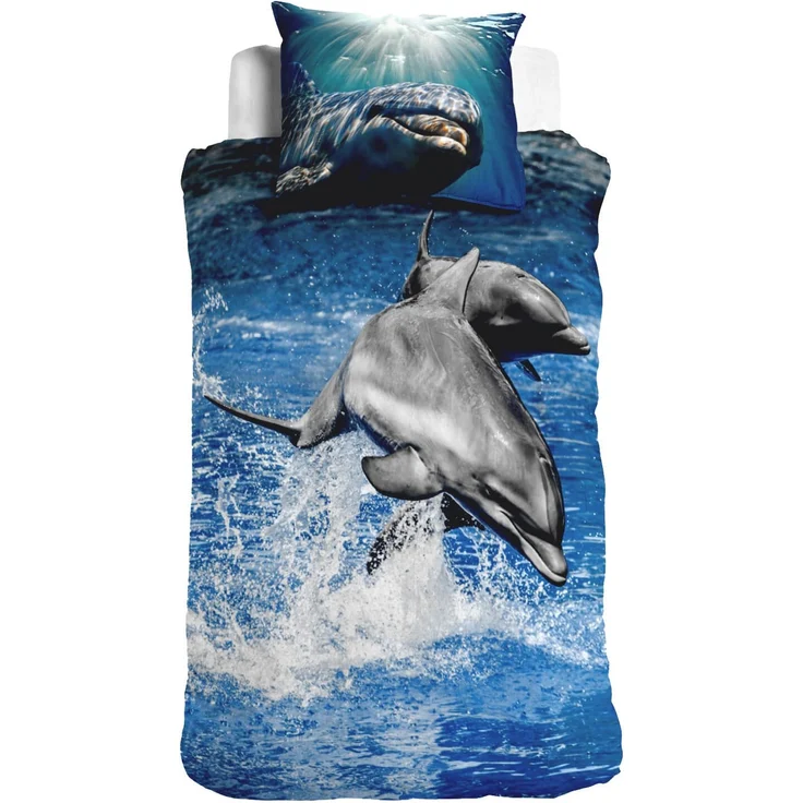 ESPiCO Sleep and Dream Bettwäsche Delphin 3D Digitaldruck blau Baumwolle 135 x 200 + 80 x 80 cm – Bild 1