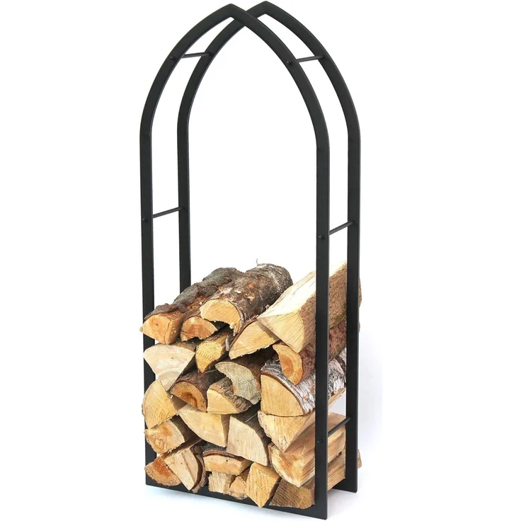 Kaminholzregal Innen Schwarz Metall Kaminholzständer MOS 123 cm Holzkorb Kaminholzhalter Feuerholzregal Holzregal – Bild 6