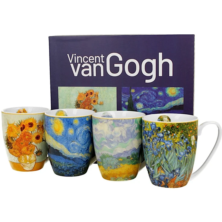 DUO ART GALLERY 4er-Set klassische Becher 360 ml inspired by VAN GOGH aus New Bone China Porzellan – Bild 2
