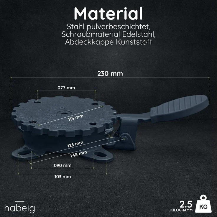 habeig Ampelschirm 360° MECHANISMUS Ampelschirm 360 Grad schwenkbar Fußpedal Schirm – Bild 2