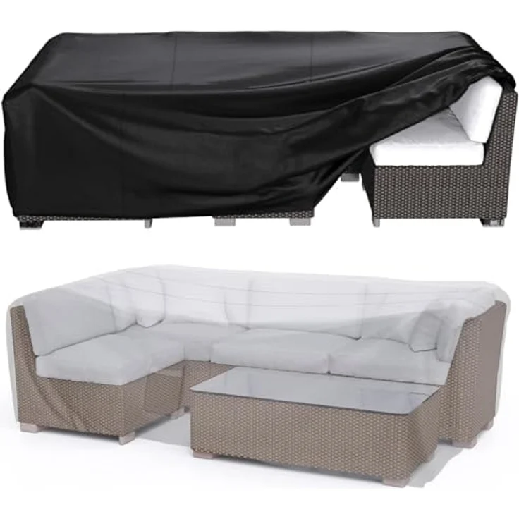 BROSYDA Schutzhülle Gartenmöbel (200 x 160 x 70 cm), Gartenmöbel Abdeckung Wasserdicht 600D ,mit Großem Lufteinlass, Gartenmöbel Abdeckung für Sofa, Tisch, Stühle, Gartentische Terrassenmöbel – Bild 2