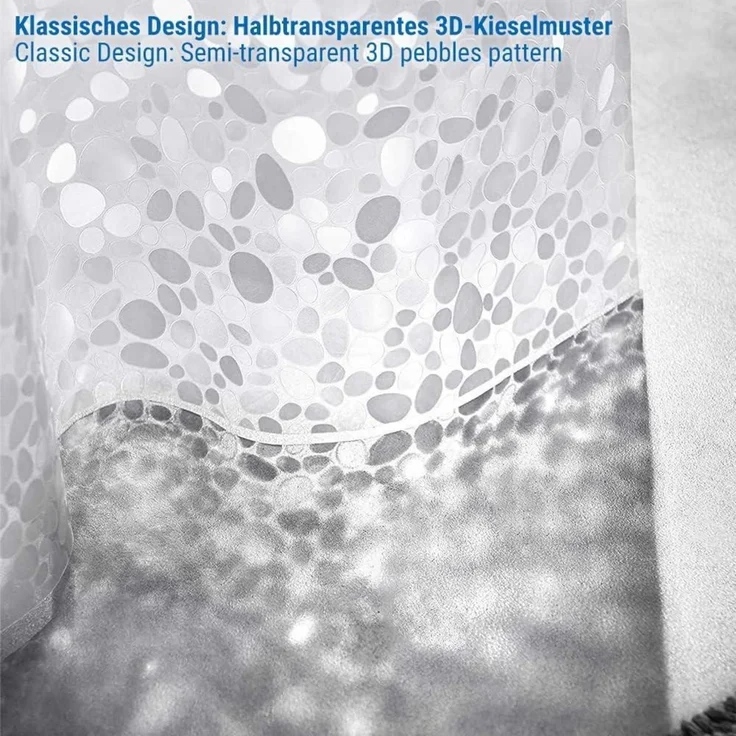 Duschvorhang 3D Steinmuster Eva Transparent Wasserdicht 120x200cm 8 Ringe – Bild 7