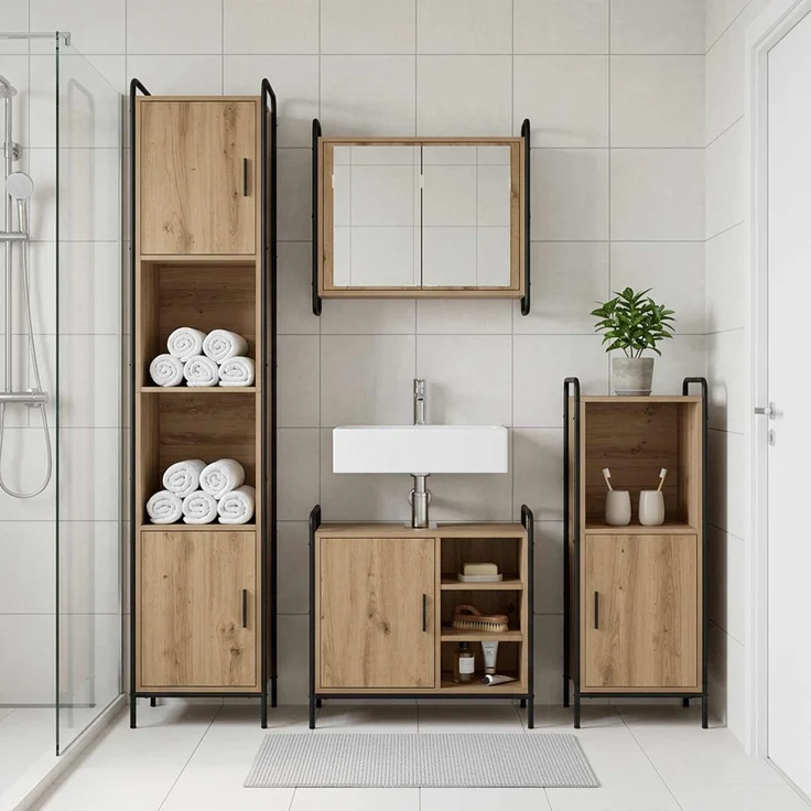 vidaXL Badezimmerschrank-Set 2 stk. Artisan-Eiche 65,5 x 34 x 61 cm 3444488 – Bild 1