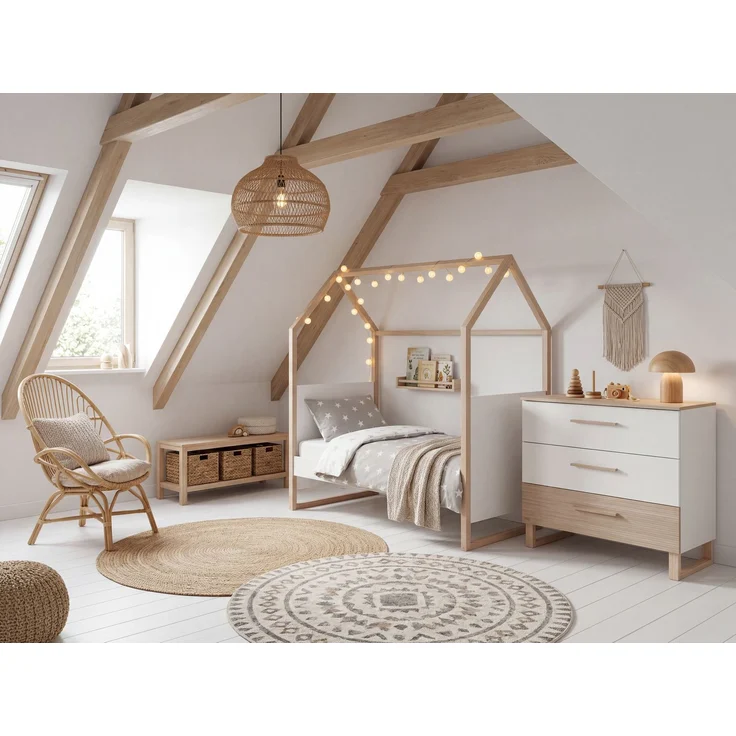 roba Kinderzimmerset Noah - Babyzimmer Set mit Babybett 70 x 140 cm und Wickelkommode - Holz in Weiß & Cashmere - Modernes 2-teiliges Set – Bild 5