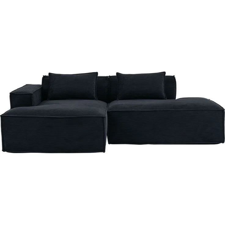 LVHOM Ecksofa 2 Sitzer, Modulares Sofa 235 cm breit, L-Form Sofa mit 2 Kissen, Schlafsofa aus Cordstoff, kein Aufbau erforderlich, Schwarz – Bild 2