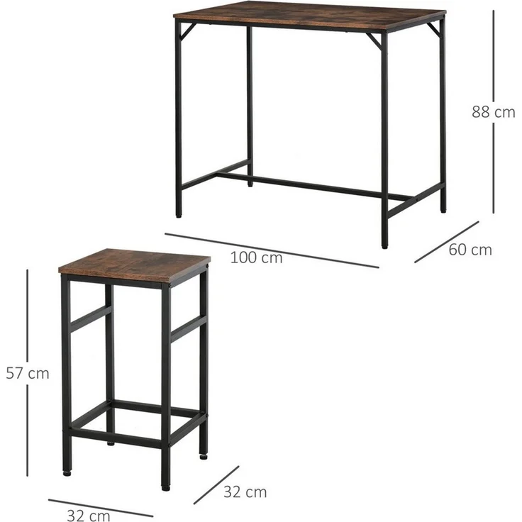 HOMCOM Bartisch Bartisch-Set mit 4 Barhockern – Bild 2
