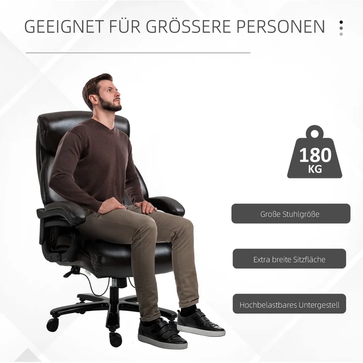 Bürostuhl mit weicher Polsterung, höhenverstellbar & Wippfunktion, 72x83x114-122 cm, Braun – Bild 7