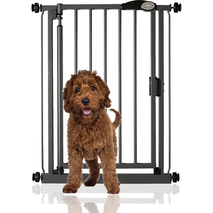 Bettacare Auto Close Haustiergitter, 68,5cm - 75cm, Grau, Schmal, Schmales Druckmontage-Treppengitter für Hunde & Welpen, Sicherheitsgitter für schmale Türen, Flure und Räume