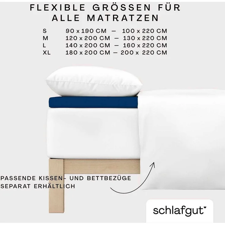 Schlafgut Spannbettlaken PURE TOPPER Bio-Baumwolle mit Elasthan 170 g/m² für Topper bis 10 cm, Jersey-Elasthan, Gummizug: rundum, (1 Stück), PREMIUM Laken für Matratzen bis 10 cm Höhe, dehnbar, blickdicht – Bild 3