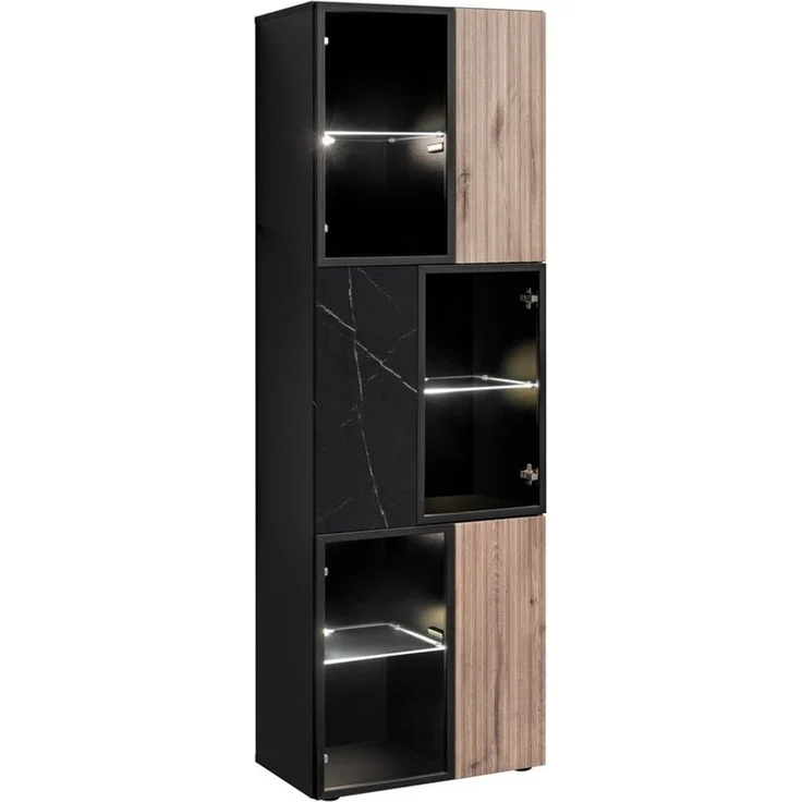 ASM-Moebel Wohnwand Wohnwand CANNES CS2 R-K mit Bio Ethanol Kamin LED und Push - Click, Mit Bio-Ethanol Kamin, Led Beleuchtung und Push - Click Sytem – Bild 2