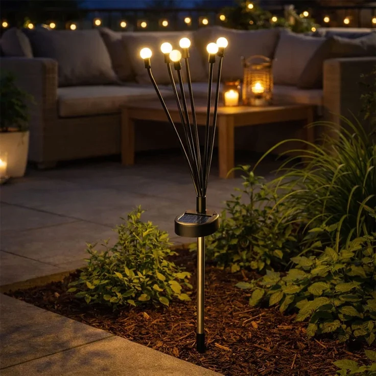 3x LED Solarleuchte, Metall schwarz, H 70 cm – Bild 3