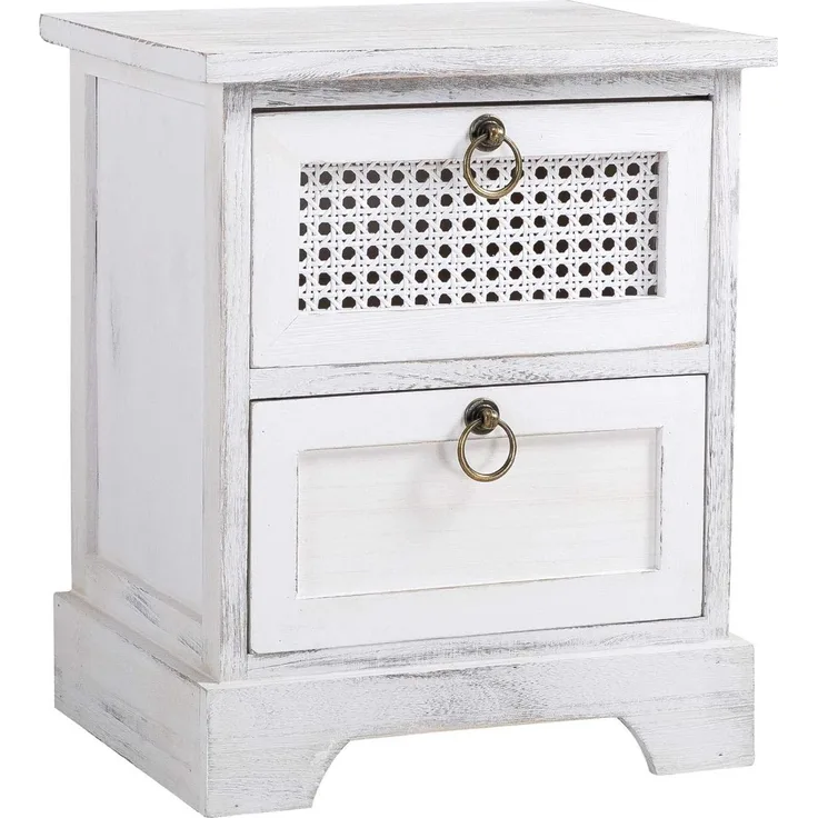 CARO-Möbel Nachttisch IRMA Nachtschrank Nachtkonsole mit 2 Schubladen weiß Shabby Chic Vintage Design