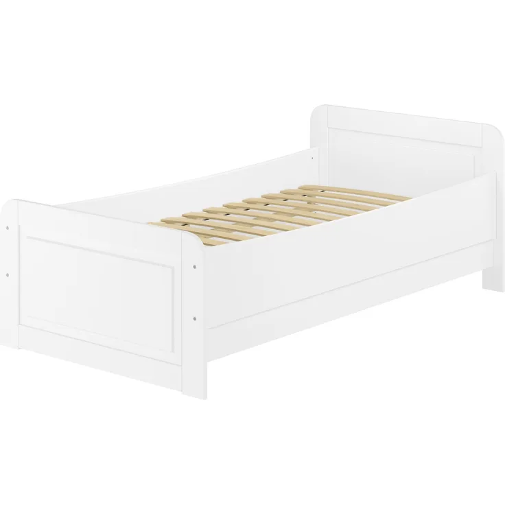 Weißes Einzelbett extra hoch 100x200 Zubehör wählbar V-60.42W-10Federleisten