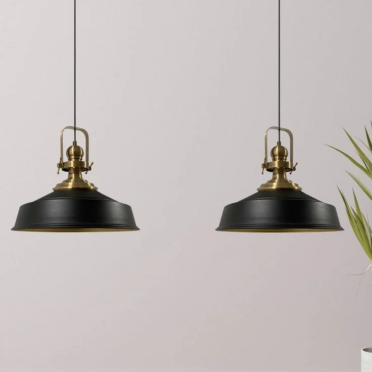 Bamyum Pendelleuchte Asletl Hängelampe aus Metall 2 Flammige, E27, Vintage Lampe, ohne Leuchtmittel – Bild 2