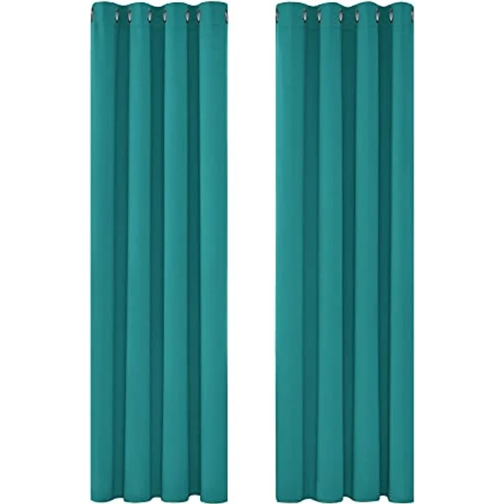Deconovo Verdunkelungsvorhang Kälteschutz Gardinen Wohnzimmer Vorhang Blickdicht, 180x140cm(HöhexBreite), Türkis, 2er Set – Bild 4