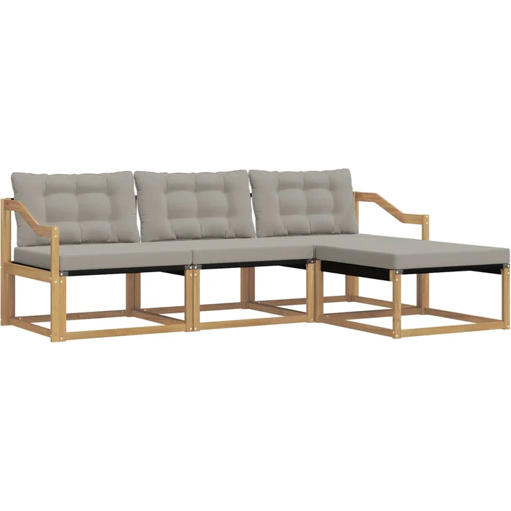 vidaXL Outdoor-Sofagarnitur 4 stk. 4-Sitzer Weiß und Hellgrau 3388573 – Bild 2
