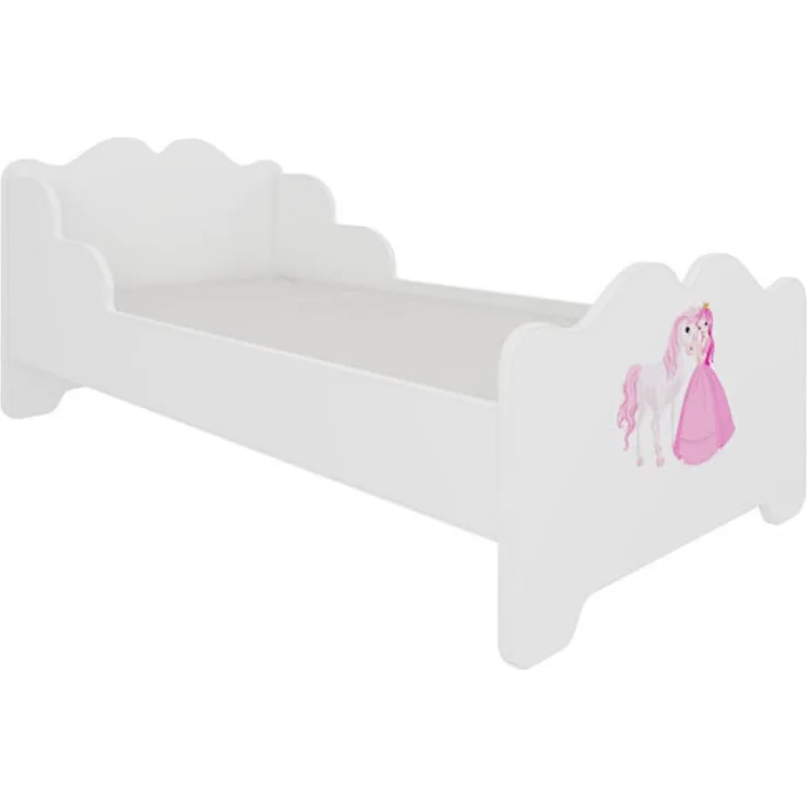 Kinderbett ""Ximena"" 70x140cm Einzelbett weiß Prinzessin mit Pferd