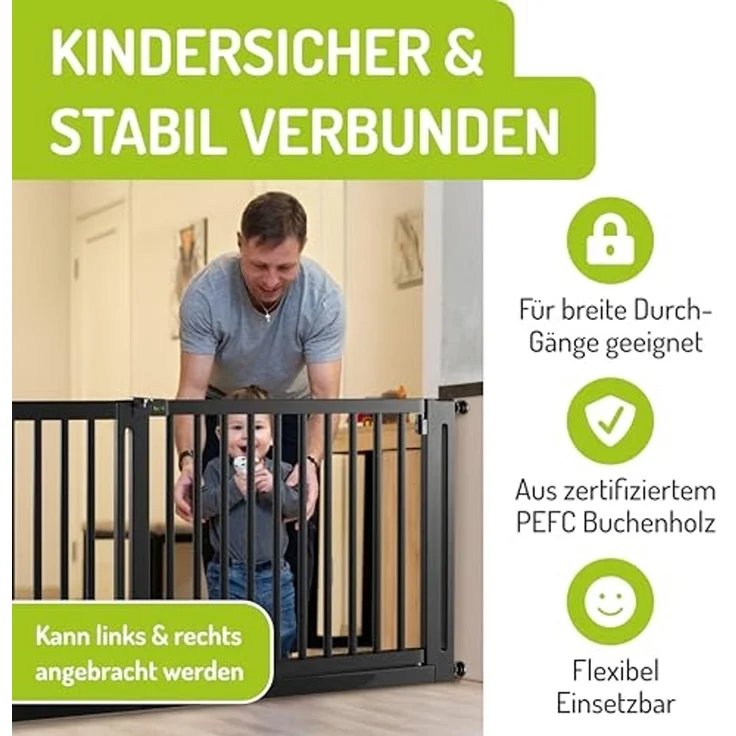 Schutzgitterverlängerungen Miko PEFC geprüftes Buchenholz von BOMI | Breite: 50 cm | Ansteckmodul aus Holz Buche| Links oder Rechts an das Klemmgitter angesteckt | Schnelle & Einfache Anbringung – Bild 5