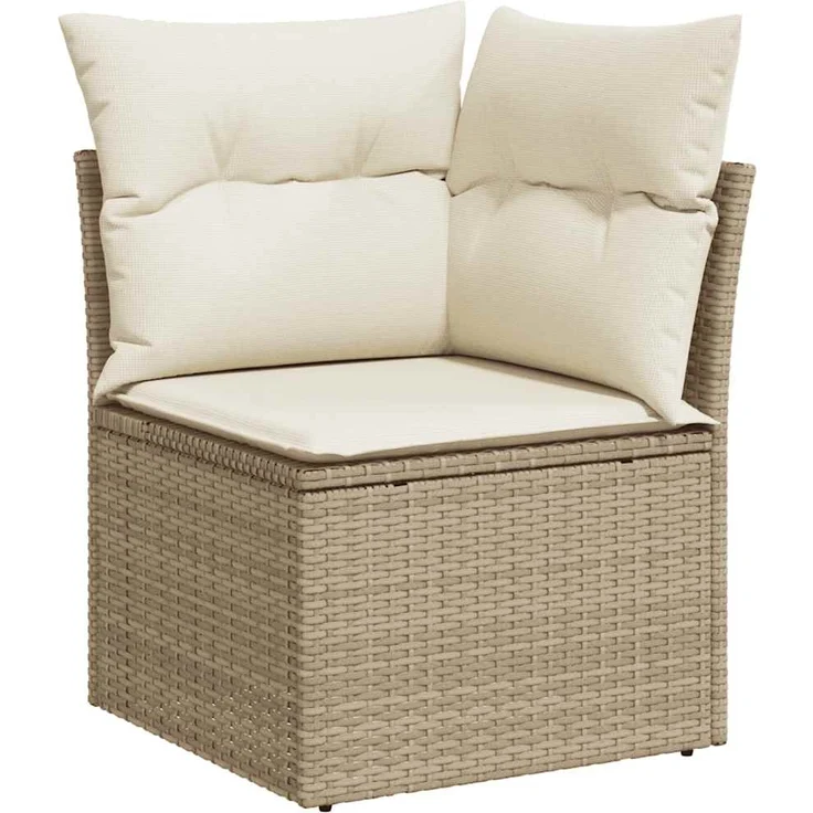 vidaXL 9-tlg. Garten-Sofagarnitur mit Kissen Beige Poly Rattan Akazie 3328101 – Bild 3