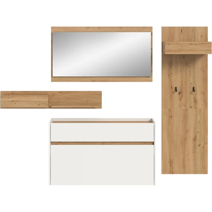 Garderoben-Set >Drive< in Weiß - 192x205x32cm (BxHxT) – Bild 2