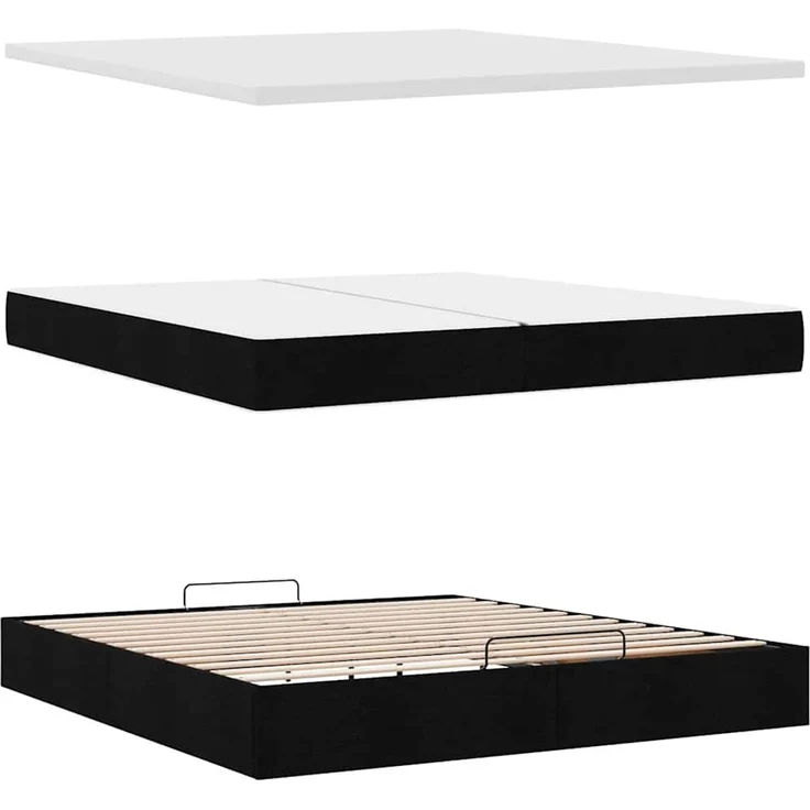 vidaXL Ottoman-Bett mit Matratzen & LEDs Schwarz 200x200 cm Stoff 3312418 – Bild 8