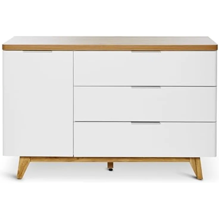 Jahnke Sideboard, Engineered Wood, Kerneiche/Weiss, One Size